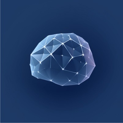 Ilustrație low-poly cu un creier