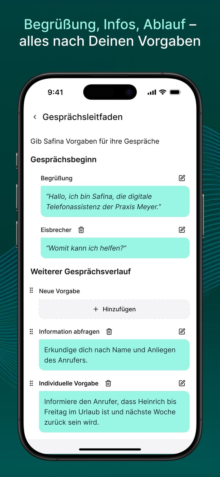 Gesprächsleitfaden mit Begrüßung und Vorgaben