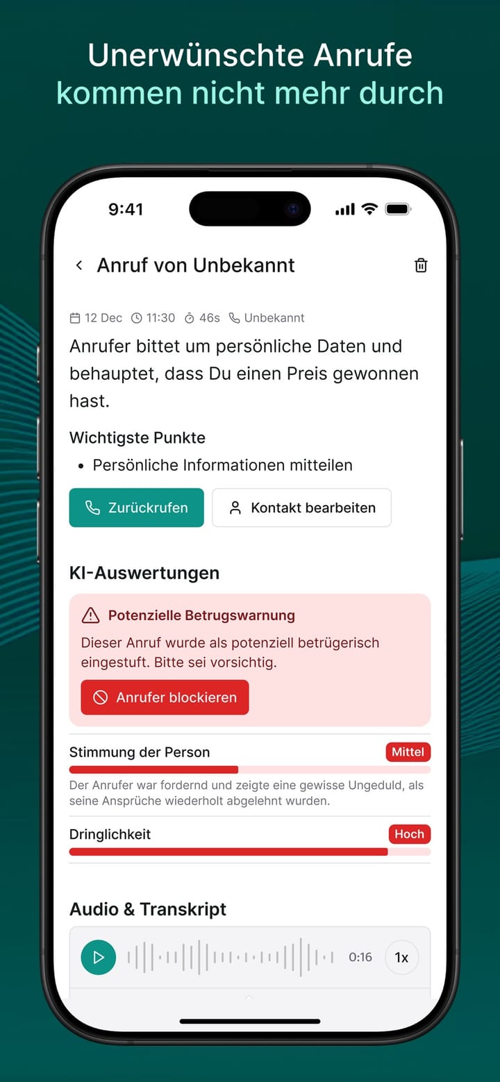 Betrugswarnung bei einem unerwünschten Anruf