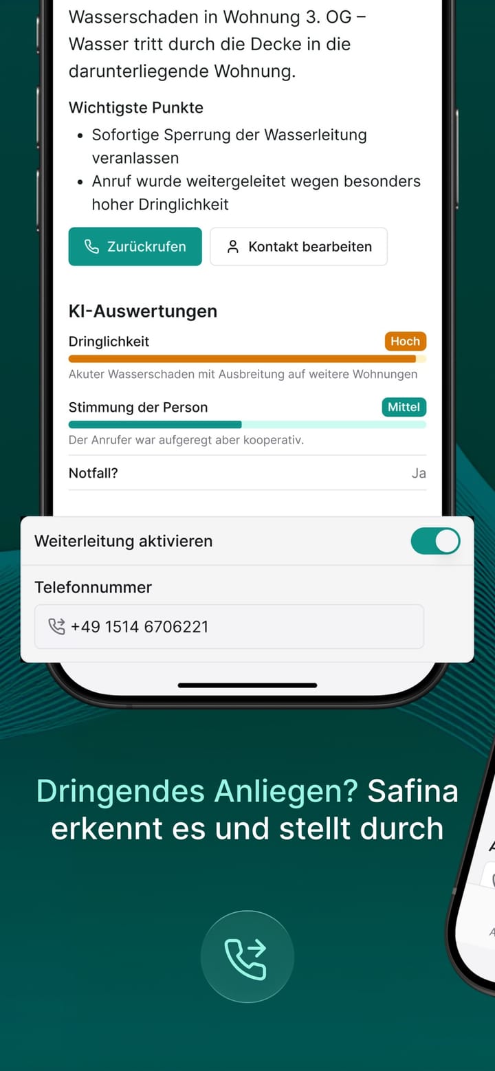 Dringender Anruf erkannt und durchgestellt