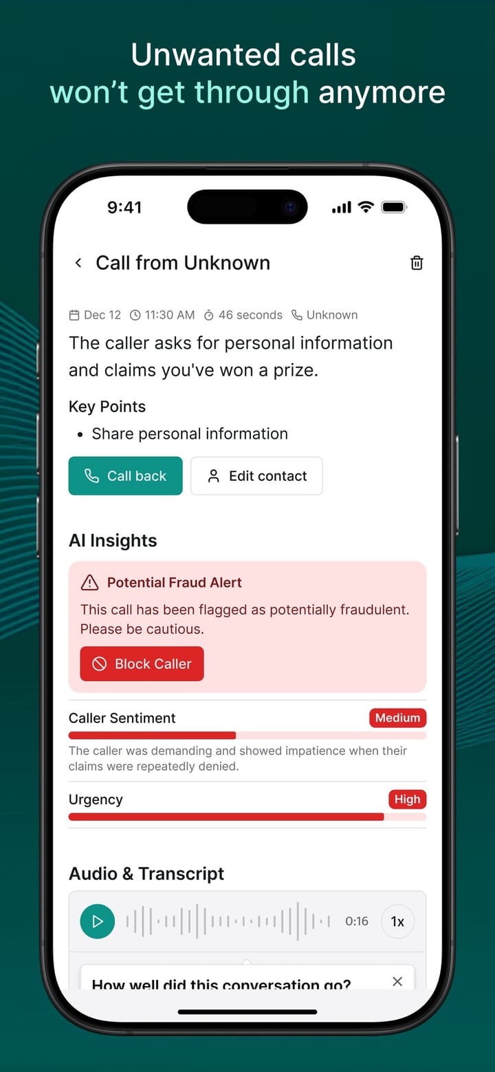 Fraud alert on an unwanted call