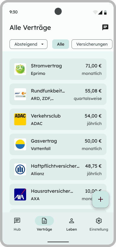 Lista contractelor utilizatorului